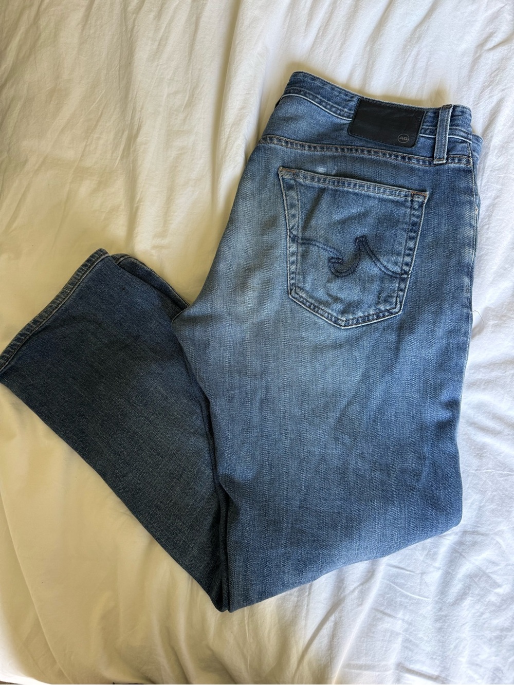 Ag Adriano Goldschmied Men's Light Blue Straight Jeans 34 x 30
